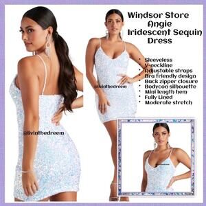 Windsor Store Angie Iridescent Sequin Dress SZ L $69